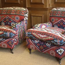 Pair of Semi-Antique Kilim Lansdown Chairs